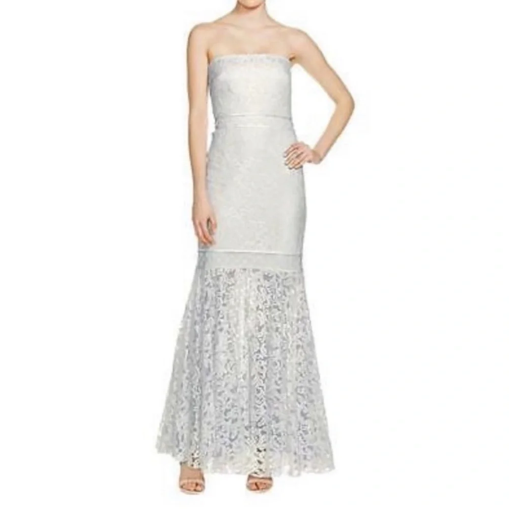 Tadashi Shoji Lace Overlay Strapless Dress - Picture 1 of 14